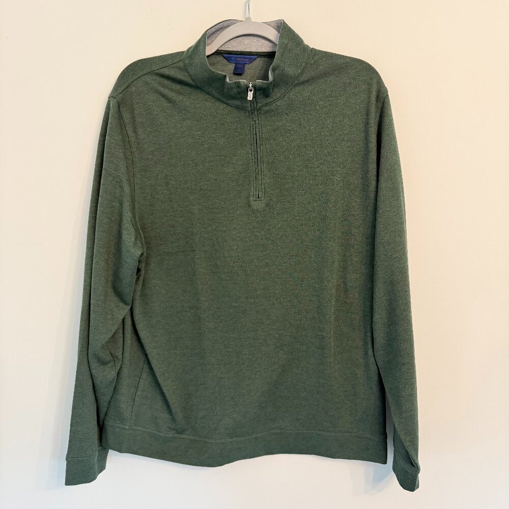 🌿 David Donahue Quarter-Zip Pullover – Heather Green – Size L